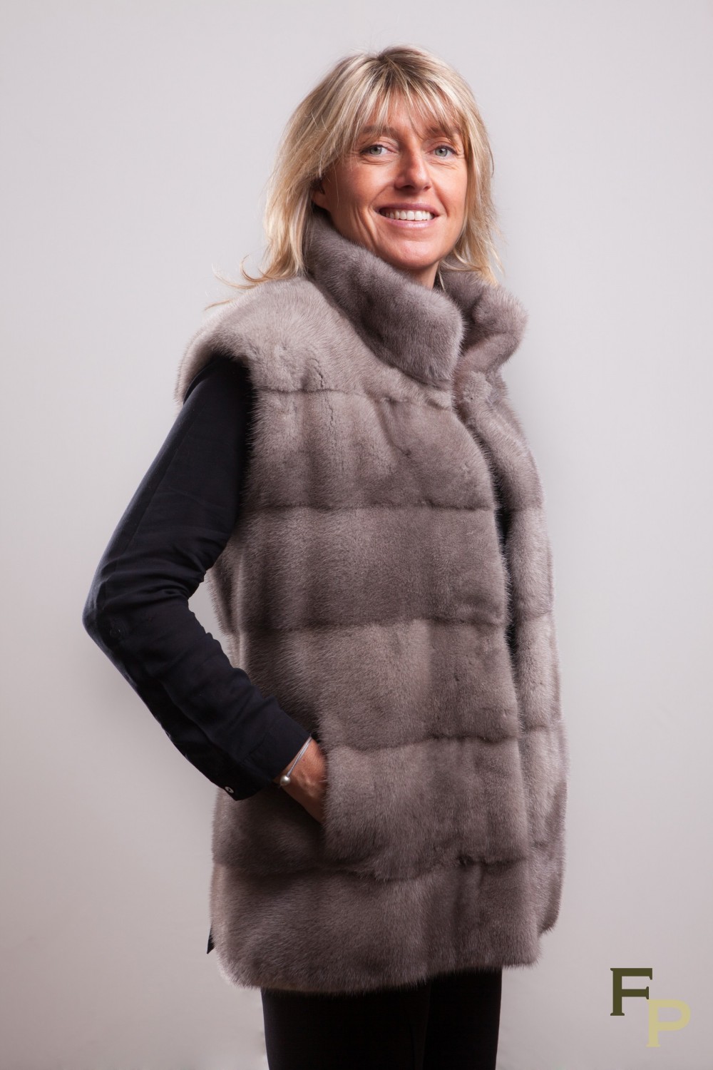 mink vest with hood