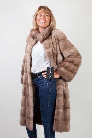 Pastel Mink Fur Coat with Marten Trim – Imperia Furs