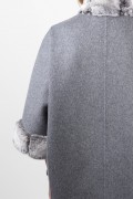 Dark Grey Woolen Coat and Rex Rabbit Fur