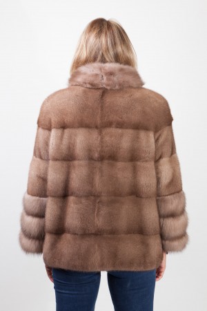 Pastel Let Out Mink Fur Coat with Marten Fur Hood – Imperia Furs