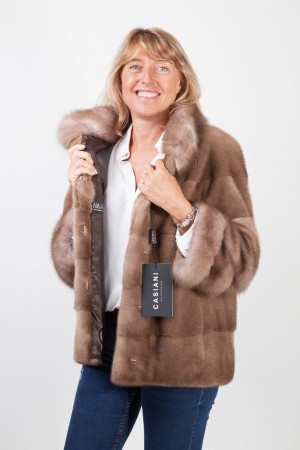 Pastel Let Out Mink Fur Coat with Marten Fur Hood – Imperia Furs