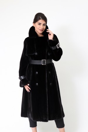 leather and mink coat